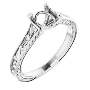 14K White Gold 6.5 mm Round Engagement Ring Mounting