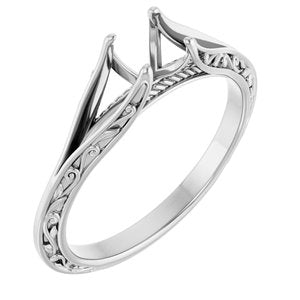 14K White Gold 5.2 mm Round Engagement Ring Mounting