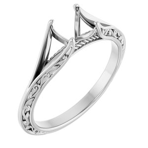 14K White Gold 6.5 mm Round Engagement Ring Mounting