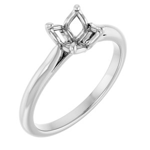 14K White Gold  5 mm Square Solitaire Engagement Ring Mounting