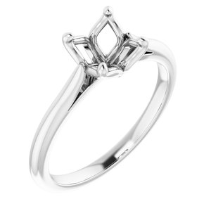 14K White Gold  7 mm Round Solitaire Engagement Ring Mounting