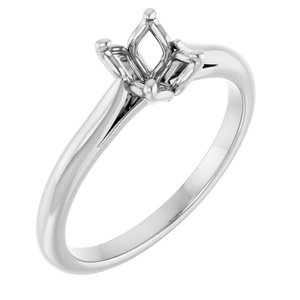 14K White Gold  7x5 mm Oval Solitaire Engagement Ring Mounting