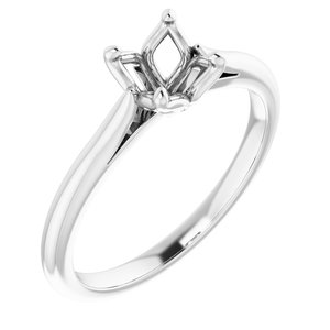 14K White Gold  6 mm Round Solitaire Engagement Ring Mounting