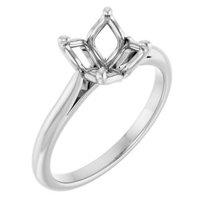 14K White Gold  8 mm Round Solitaire Engagement Ring Mounting