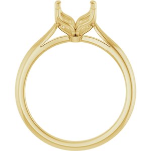 18K Yellow Gold  9x7 mm Emerald Solitaire Engagement Ring Mounting