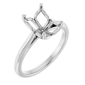 10K White Gold  9x7 mm Emerald Solitaire Engagement Ring Mounting