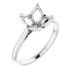 14K White Gold  9 mm Round Solitaire Engagement Ring Mounting