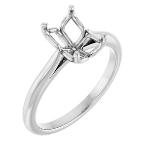 Sterling Silver  8x6 mm Emerald Solitaire Engagement Ring Mounting