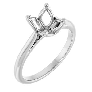 14K White Gold  9x7 mm Oval Solitaire Engagement Ring Mounting