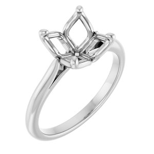 14K White Gold  7 mm Square Solitaire Engagement Ring Mounting