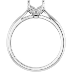 Sterling Silver  8x6 mm Emerald Solitaire Engagement Ring Mounting