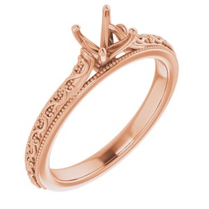 14K Rose Gold  5.2 mm Round Solitaire Engagement Ring Mounting