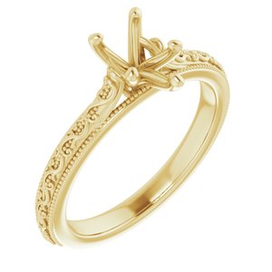 14K Yellow Gold  8x5 mm Pear Solitaire Engagement Ring Mounting
