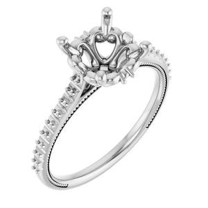 14K White Gold  8.2 mm Round Engagement Ring Mounting