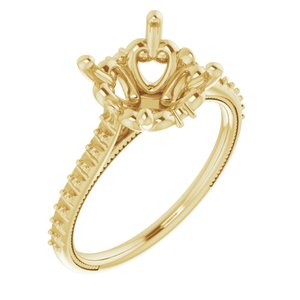 10K Yellow Gold  9 mm Round Engagement Ring Mounting