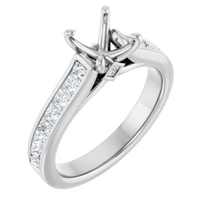 Platinum 5x5 mm Square 7/8 CTW Natural Diamond Semi-Set Engagement Ring