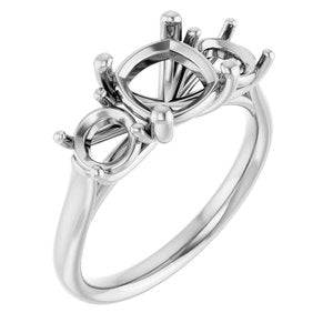 14K White Gold 7 mm Cushion Engagement Ring Mounting