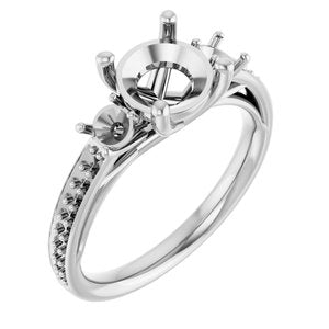 14K White Gold 7.4 mm Round Engagement Ring Mounting