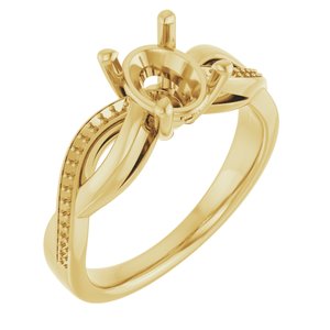 14K Yellow Gold  8x6 mm Oval Engagement Ring Mounting