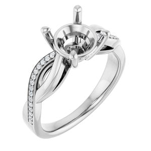 14K White Gold 6.5 mm Round .08 CTW Natural Diamond Semi-Set Engagement Ring