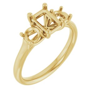 14K Yellow Gold 7x5 mm Emerald Engagement Ring Mounting