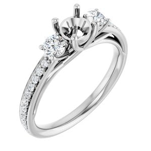 14K White Gold 5.2 mm Round 3/8 CTW Natural Diamond Semi-Set Engagement Ring