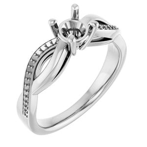 14K White Gold  5.2 mm Round Engagement Ring Mounting