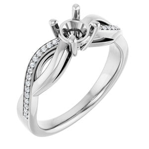 14K White Gold 5.2 mm Round .07 CTW Natural Diamond Semi-Set Engagement Ring