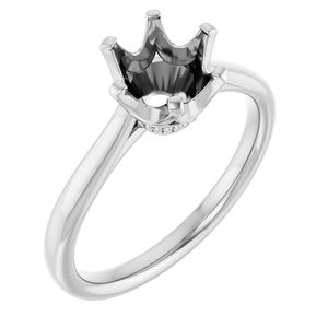 14K White Gold 7.4 mm Round Engagement Ring Mounting