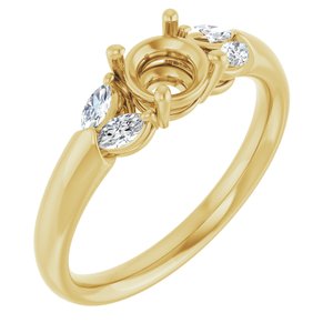 14K Yellow Gold 5.5 mm Round .07  CTW Natural Diamond Semi-Set Engagement Ring