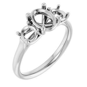 Platinum 8x6 mm Oval Engagement Ring Mounting