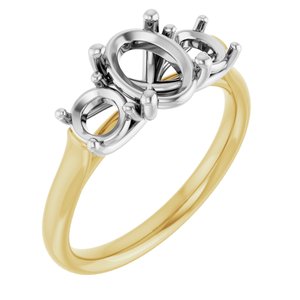 14K Yellow/White Gold 8x6 mm Oval Engagement Ring Mounting