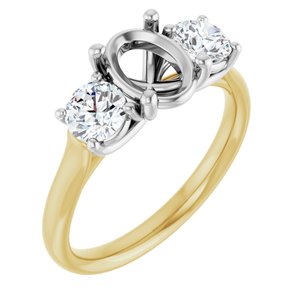 14K Yellow/White Gold 8X6 mm Oval 5/8 CTW Lab-Grown Diamond Semi-Set Engagement Ring