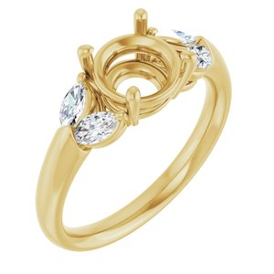 14K Yellow Gold 7.4 mm Round 3/8 CTW Lab-Grown Diamond Semi-Set Engagement Ring