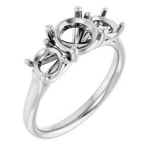 Platinum 7 mm Round Engagement Ring Mounting