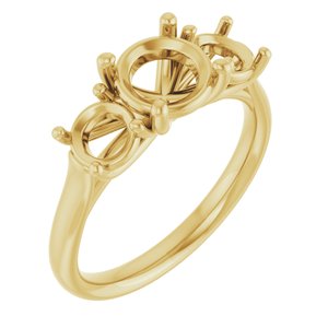 14K Yellow Gold 7 mm Round Engagement Ring Mounting