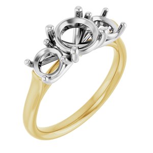 14K Yellow Gold & Platinum 7 mm Round Engagement Ring Mounting