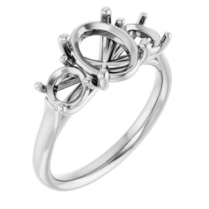 Platinum 9x7 mm Oval Engagement Ring Mounting