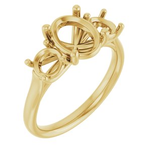14K Yellow Gold 9x7 mm Oval Engagement Ring Mounting