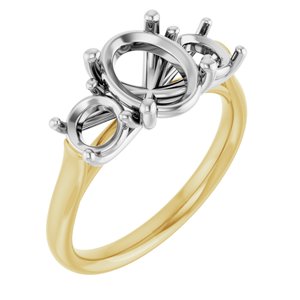 14K Yellow/White Gold 9x7 mm Oval Engagement Ring Mounting