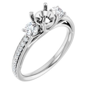 14K White Gold 5.8 mm Round 3/8 CTW Natural Diamond Semi-Set Engagement Ring