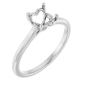 14K White Gold  6.5 mm Round Solitaire Engagement Ring Mounting