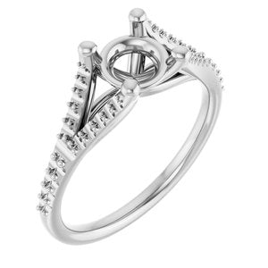 14K White Gold  6.5 mm Round Engagement Ring Mounting