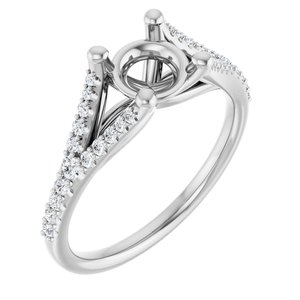 14K White Gold 6.5 mm Round 1/5 CTW Natural Diamond Semi-Set Engagement Ring