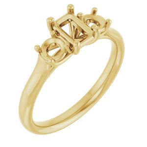 14K Yellow Gold 6x4 mm Emerald Engagement Ring Mounting