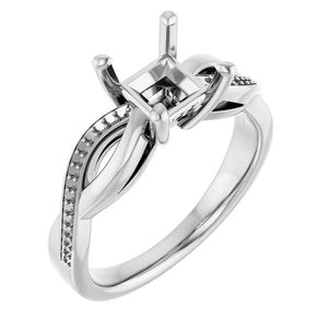 14K White Gold  5.5 mm Square Engagement Ring Mounting