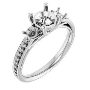 14K White Gold 6.5 mm Round Engagement Ring Mounting