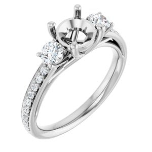 14K White Gold 6.5 mm Round 1/2 CTW Natural Diamond Semi-Set Engagement Ring