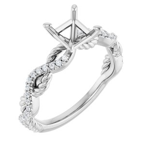 14K White Gold 5x5 mm Square 1/6 CTW Natural Diamond Semi-Set Engagement Ring