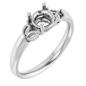 14K White Gold 6 mm Round Engagement Ring Mounting